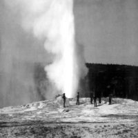 Old Faithful erupts. (William Henry Jackson)
