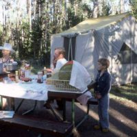 Campers prepare a meal at Indian Creek Cmpground in Yellowstone National Park in this 1977 file photo. (J. Schmidt - click to enlarge)