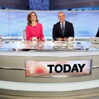 "Today" show anchors Willie Geist, left, Natalie Morales, Matt Lauer and Al Roker will broadcast Tuesday from Old Faithful in Yellowstone National Park. (NBC photo by Peter Krame)