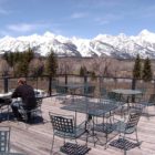 Jason Lesli, left, and Duane Nardi have lunch on the rooftop deck of Dornan's restaurant in May 2011 in Grand Teton National Park. (Ruffin Prevost/Yellowstone Gate)