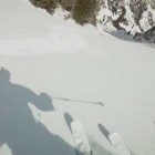A still frame from a video shot by skier Josh Tatman shows his shadow on the snow just before he is injured in a fall on a steep slope in Grand Teton National Park. (click to enlarge)