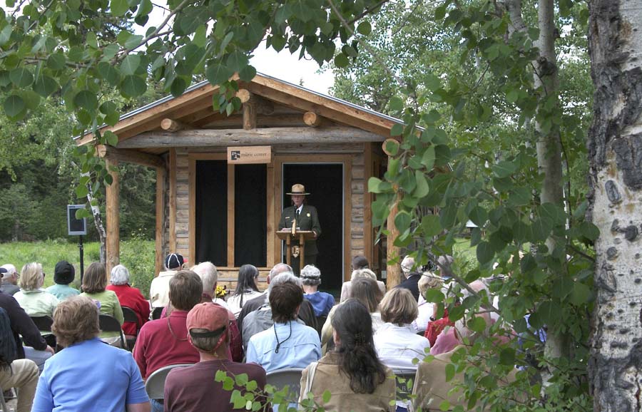 Visitors gather in June 2006 for the dedication of the Murie Ranch as a National Historic Landmark. (Charlie Craighead photo - click to enlarge)