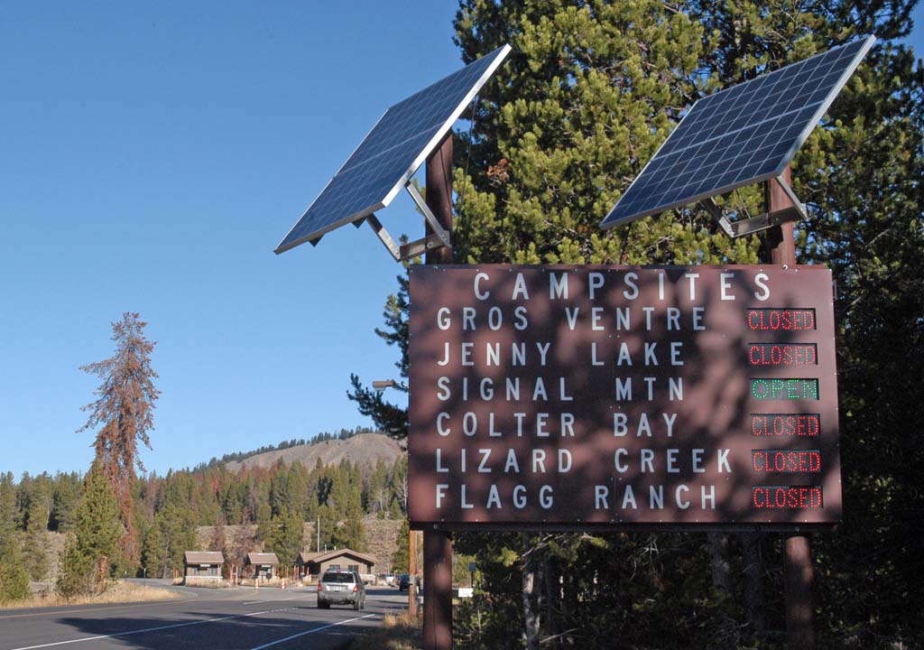 Signs will begin switching from "closed" to "open" soon in Grand Teton National Park as facilities prepare for the May 1 start of the 2012 summer season. (Ruffin Prevost/Yellowstone Gate - click to enlarge)