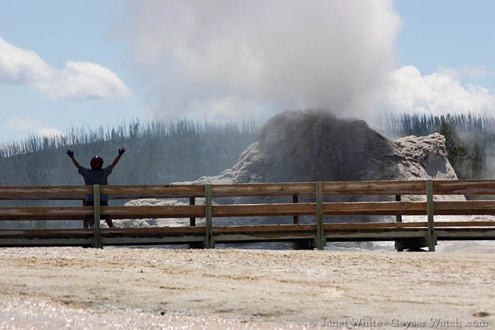boy gets showered by Yellowstone geyser