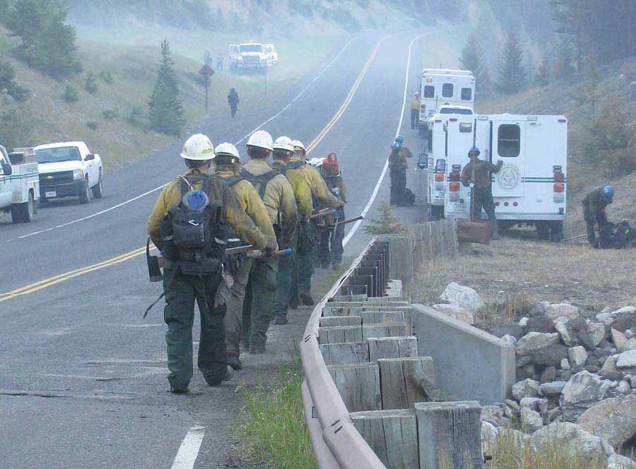 Fire crews continue to monitor and work to contain the Index Fire, northeast of Yellowstone National Park. (InciWeb photo - click to enlarge)