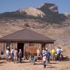 The Trailhead Cabin at The Nature Conservancy Heart Mountain Ranch offers a basecamp with interpretive displays for hikers and others using the land. (Yellowstone Gate/Ruffin Prevost - click to enlarge)