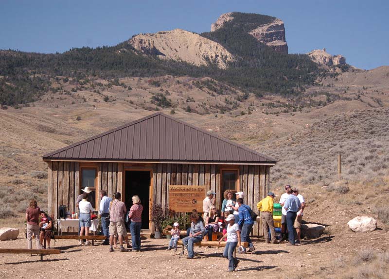 The Trailhead Cabin at The Nature Conservancy Heart Mountain Ranch offers a basecamp with interpretive displays for hikers and others using the land. (Yellowstone Gate/Ruffin Prevost - click to enlarge)