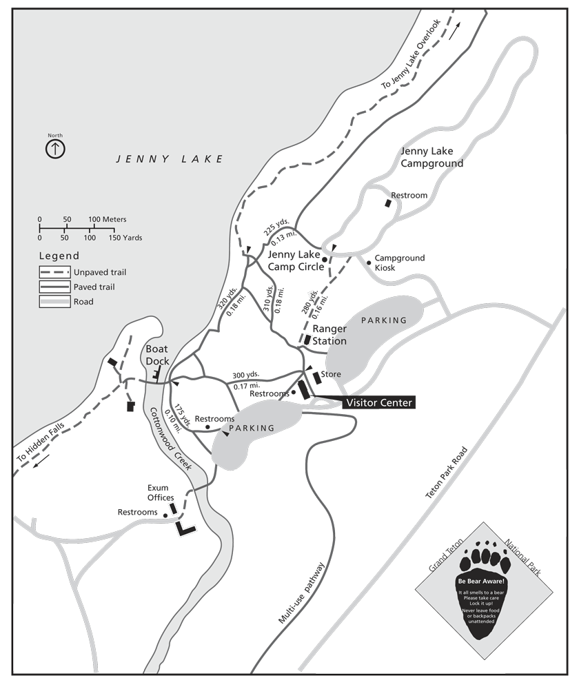 South Jenny Lake in Grand Teton National Park. (NPS map - click to enlarge)