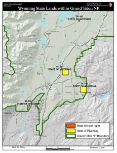 The National Park Service has purchased the Snake River Parcel (02-118) in Grand Teton National Park, and plans to purchase two additional state-owned parcels in the coming years. (NPS map - click to enlarge)