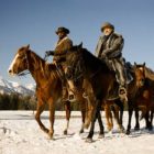 Actors Jamie Foxx, left, and Christoph Waltz appear in a publicity image from Django Unchained, a new movie filmed in Grand Teton National Park and the surrounding area. (©Columbia Pictures - click to enlarge)