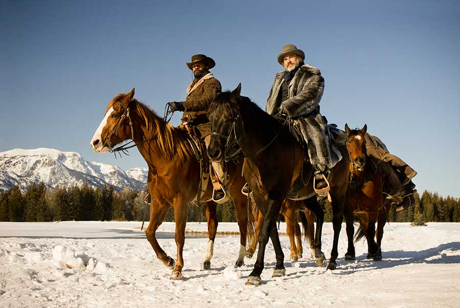 Actors Jamie Foxx, left, and Christoph Waltz appear in a publicity image from Django Unchained, a new movie filmed in Grand Teton National Park and the surrounding area. (©Columbia Pictures - click to enlarge)