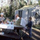 Campers prepare a meal at Indian Creek Cmpground in Yellowstone National Park in this 1977 file photo. (J. Schmidt - click to enlarge)