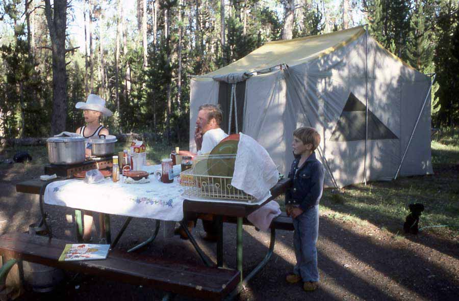 Campers prepare a meal at Indian Creek Cmpground in Yellowstone National Park in this 1977 file photo. (J. Schmidt - click to enlarge)