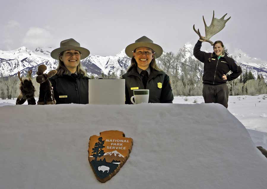 Rangers from Grand Teton National Park participated in a 'Snowdesk' webcast to teach students about park ecology. (NPS photo - click to enlarge)