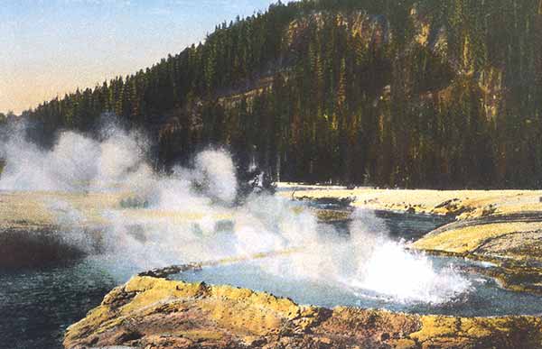 A postcard of Cliff Spring from 1928 based on a photo by Asahel Curtis. (NPS image)