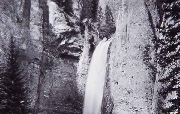 Tower Falls in Yellowstone National Park as photographed by William Henry Jackson in 1871.