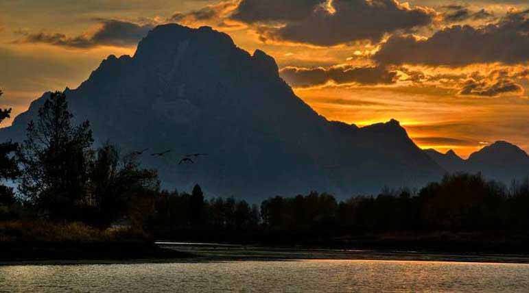 Geese take wing at sunset in Grand Teton National Park. Dylan Rorabaugh Natrona County High School
