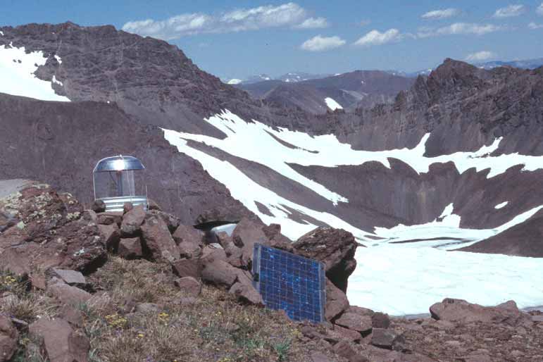 A moth trap set up at high elevation along rocky slopes is used by researchers in the greater Yellowstone area who study how grizzly bears rely on moths as an important food source. 