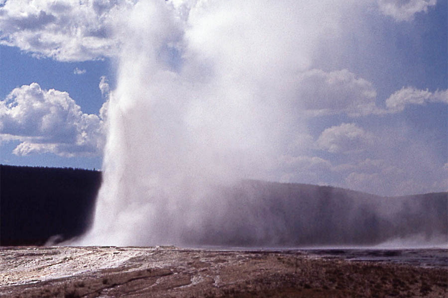 Giantess Geyser is seen erupting in a 1970 file photo from the National Park Service. It is one of the largest geysers in Yellowstone National Park, with eruptions often lasting more than a day and audible from a mile away.