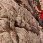 A climber scales a rock wall in Shoshone Canyon on Saturday during the 16th Annual Cody Ice Climbing Festival in Cody, Wyo. (Ruffin Prevost/Yellowstone Gate)