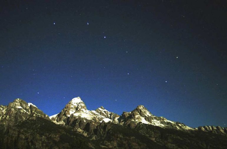 The Big Dipper is visible over the Tetons in Grand Teton National Park.