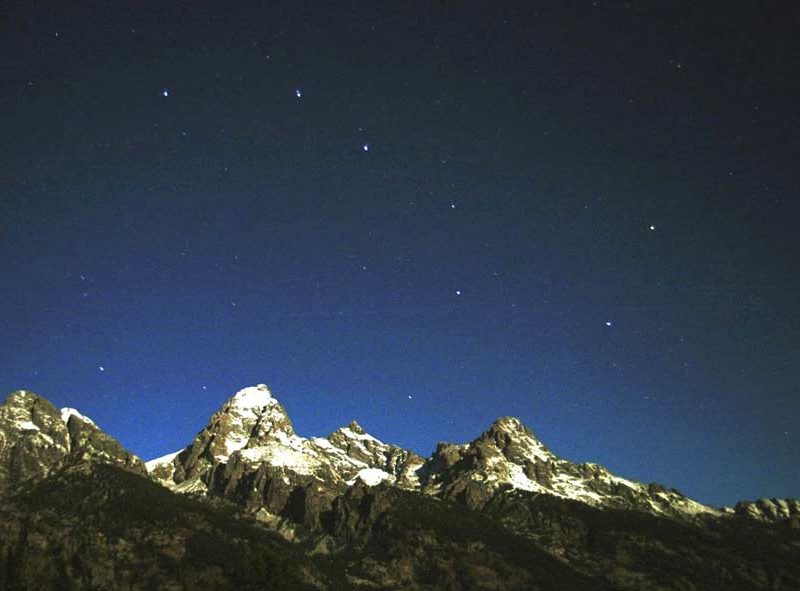 The Big Dipper is visible over the Tetons in Grand Teton National Park.