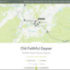 A sample entry from Natural Atlas offers topographical maps showing the location of Old Faithful Geyser in Yellowstone National Park.