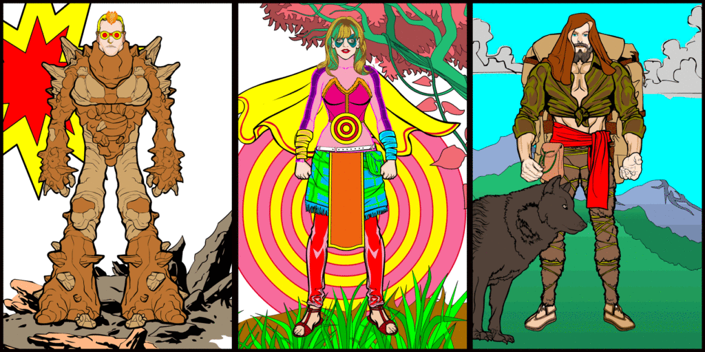 "Guardians of Yellowstone" is a new comic book series featuring superheroes like Caldera, from left, Prisma and Lobo, who will fight evil and protect natural resources using skills and powers based on the park's iconic landscape and wildlife.