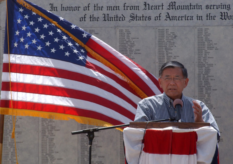 Former Transportation Secretary Norman Y. Mineta speaks during the August 2011 grand opening and dedication of the Heart Mountain Interpretive Center near Cody, Wyo.